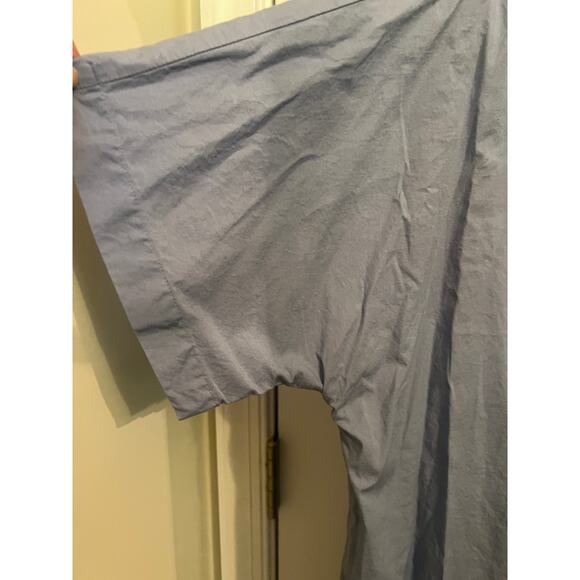 Eileen Fisher Organic Cotton Stretch Collar Button Down Blue L Shirt Career Boxy - Picture 8 of 10